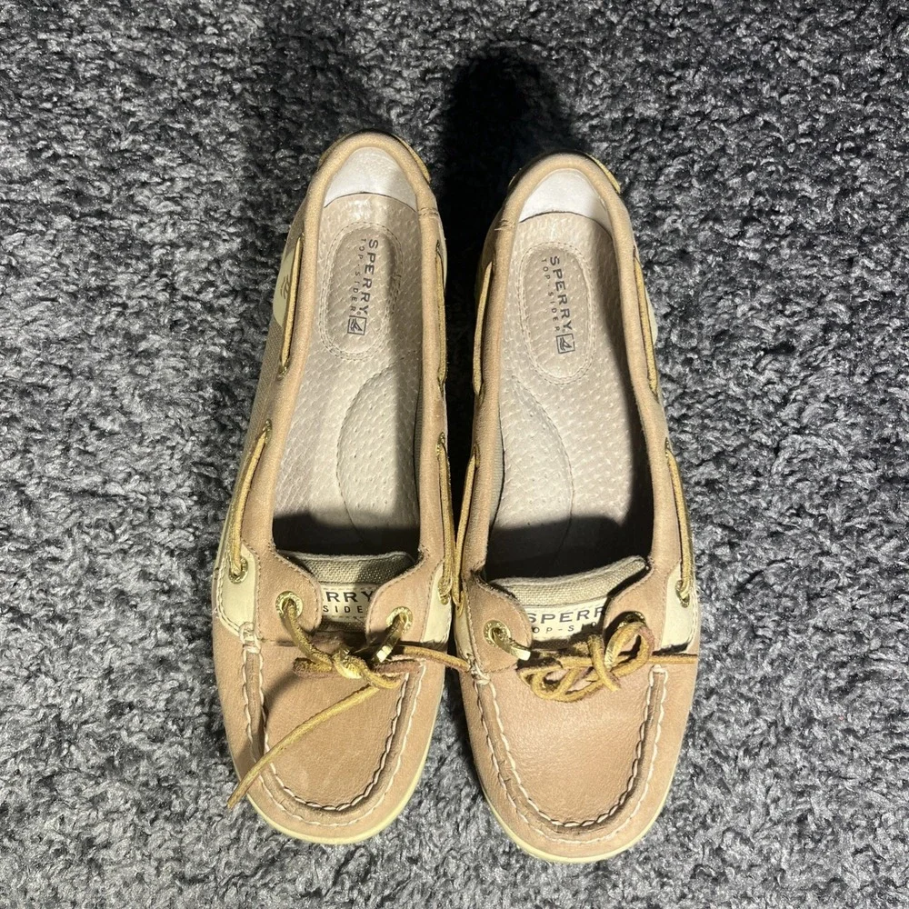 SPERRY TOP-SIDER 7.5 ‎ Boat Deck Tan/Gold Glitter Womens